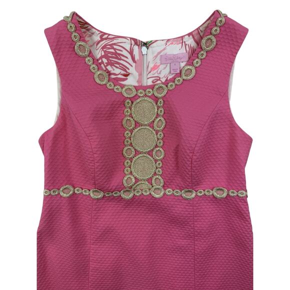 Lilly Pulitzer Pink Gold Rosie Shift Dress 0 Preppy Beachy Cruise Resort - Picture 4 of 13